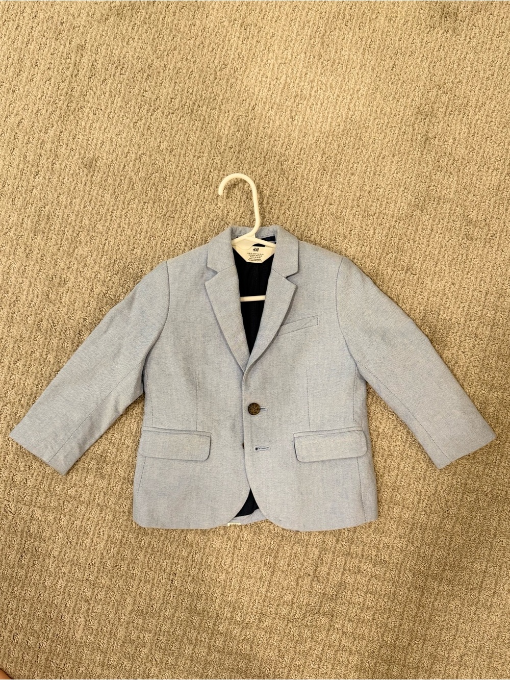 H&M Kids 100% Cotton Light Blue Lined Blazer Jacket, 2T